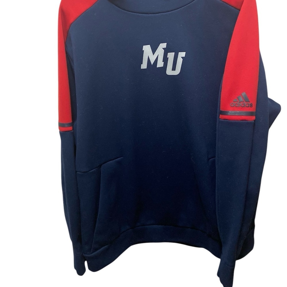 Adidas XL Blue and Red Hoodie with Sporty Accents